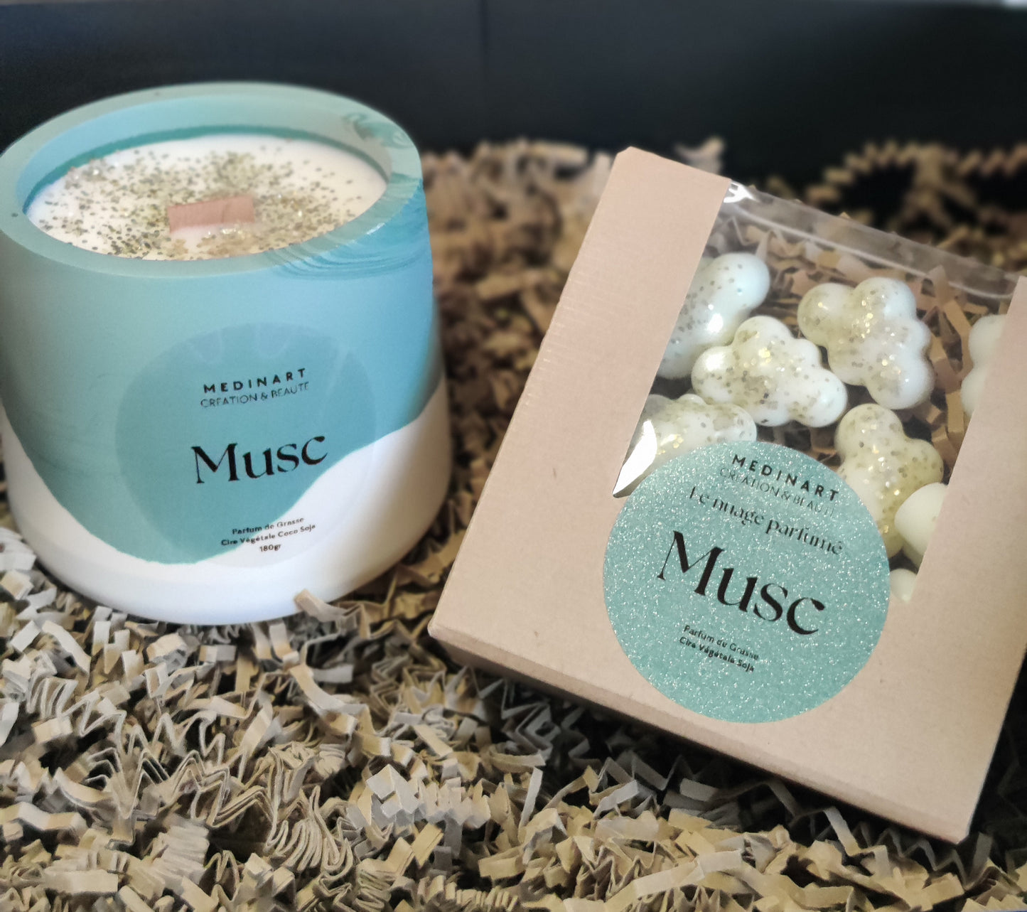 Coffret Cadeau bougie et fondants nuages parfumés MUSC