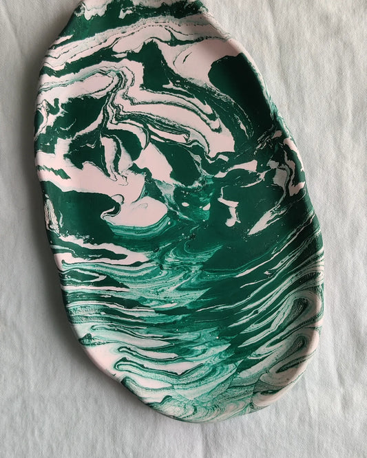 Large long marbled tray